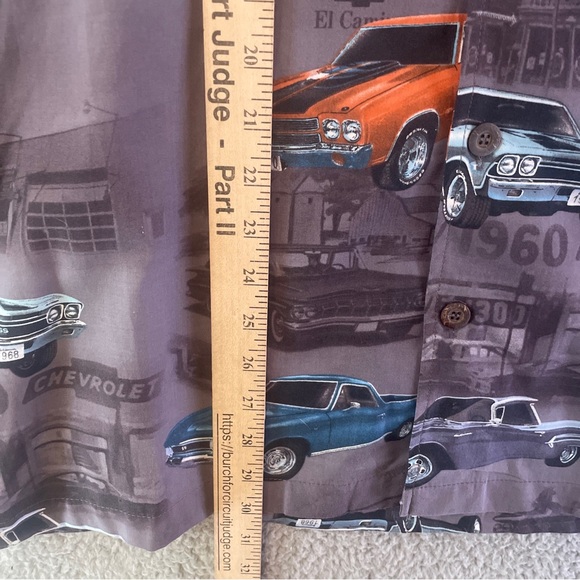 David Carey Button Up Shirt Sz M Gray Short Sleeve Chevrolet All Over Print Mens - Picture 8 of 9